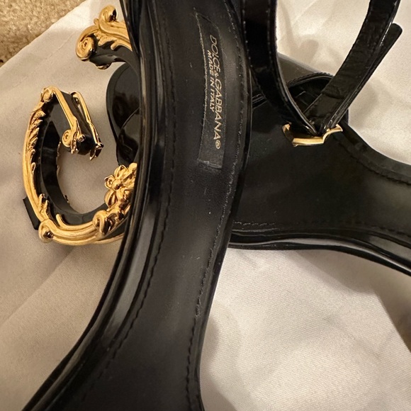 Dolce Gabbana D&G Black Sandal Heels Patent Leather - Picture 4 of 9